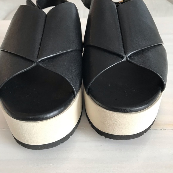 Vince Jenaya Platform Sandals Black Leather Open Toe Adjustable Strap Size 9.5 - Picture 6 of 8